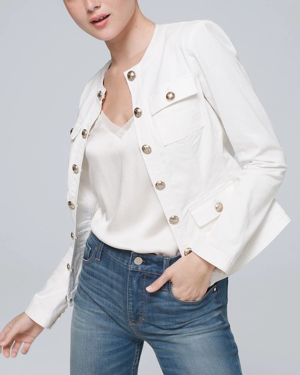 White house black market military jacket top